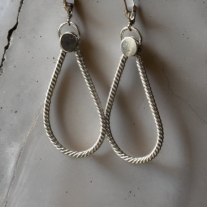 Sterling Silver Statement Hoops Earrings • Twisted Large Drop Earrings • Big Silver Earrings • Gift for Girlfriend • Gift for Her