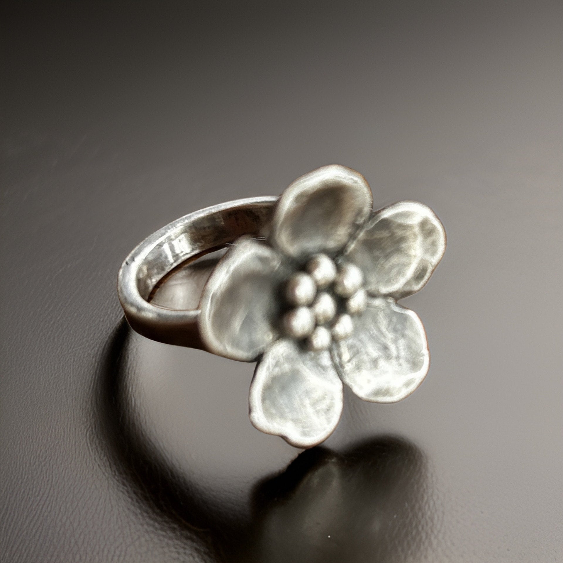 925 Sterling Flower Ring Handmade Antique Style Ring Floral Jewelry