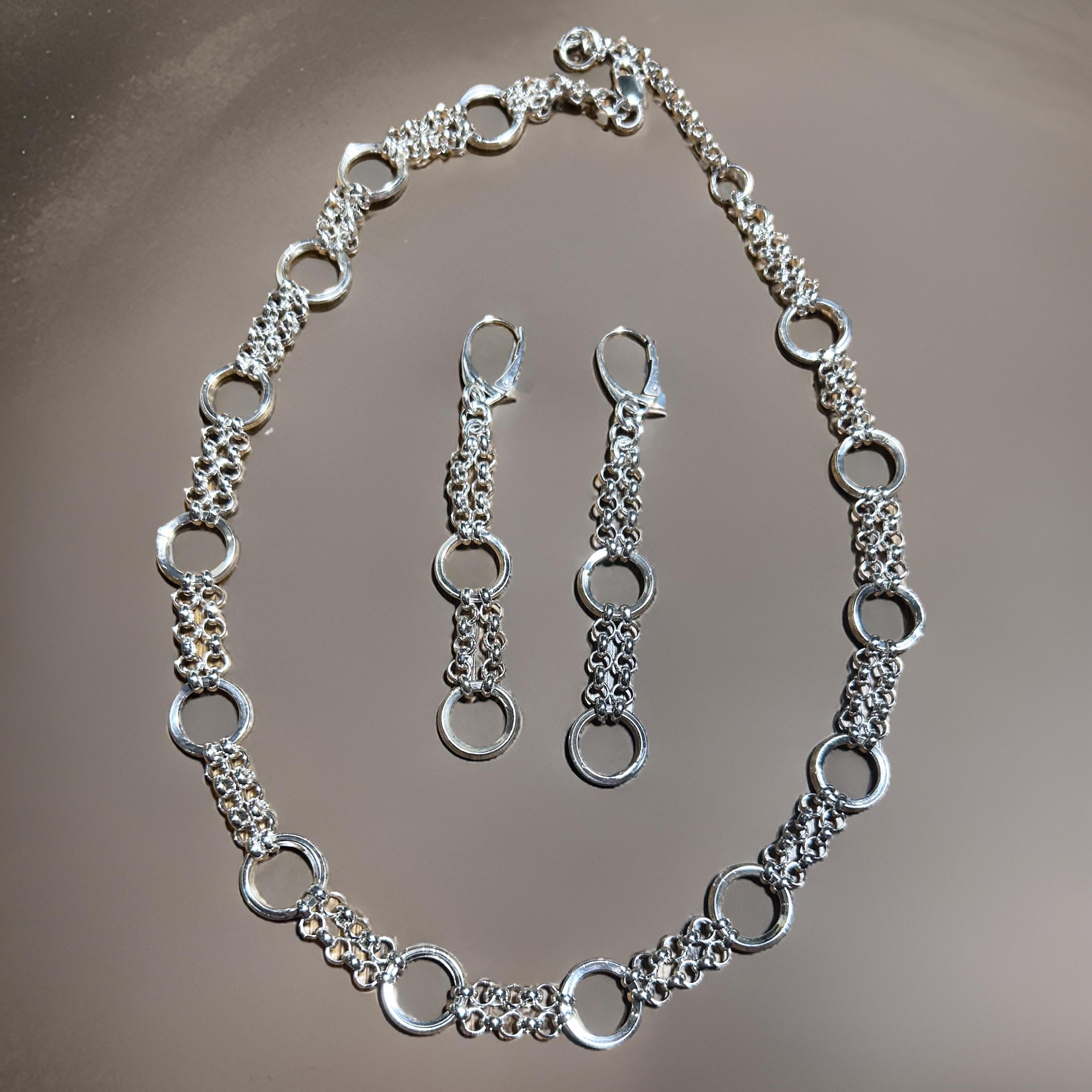 Sterling Silver Link Necklace, Earrings, Bracelet  Set – Optional – Timeless Handmade Jewelry