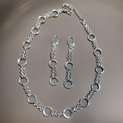 Sterling Silver Link Necklace, Earrings, Bracelet  Set – Optional – Timeless Handmade Jewelry