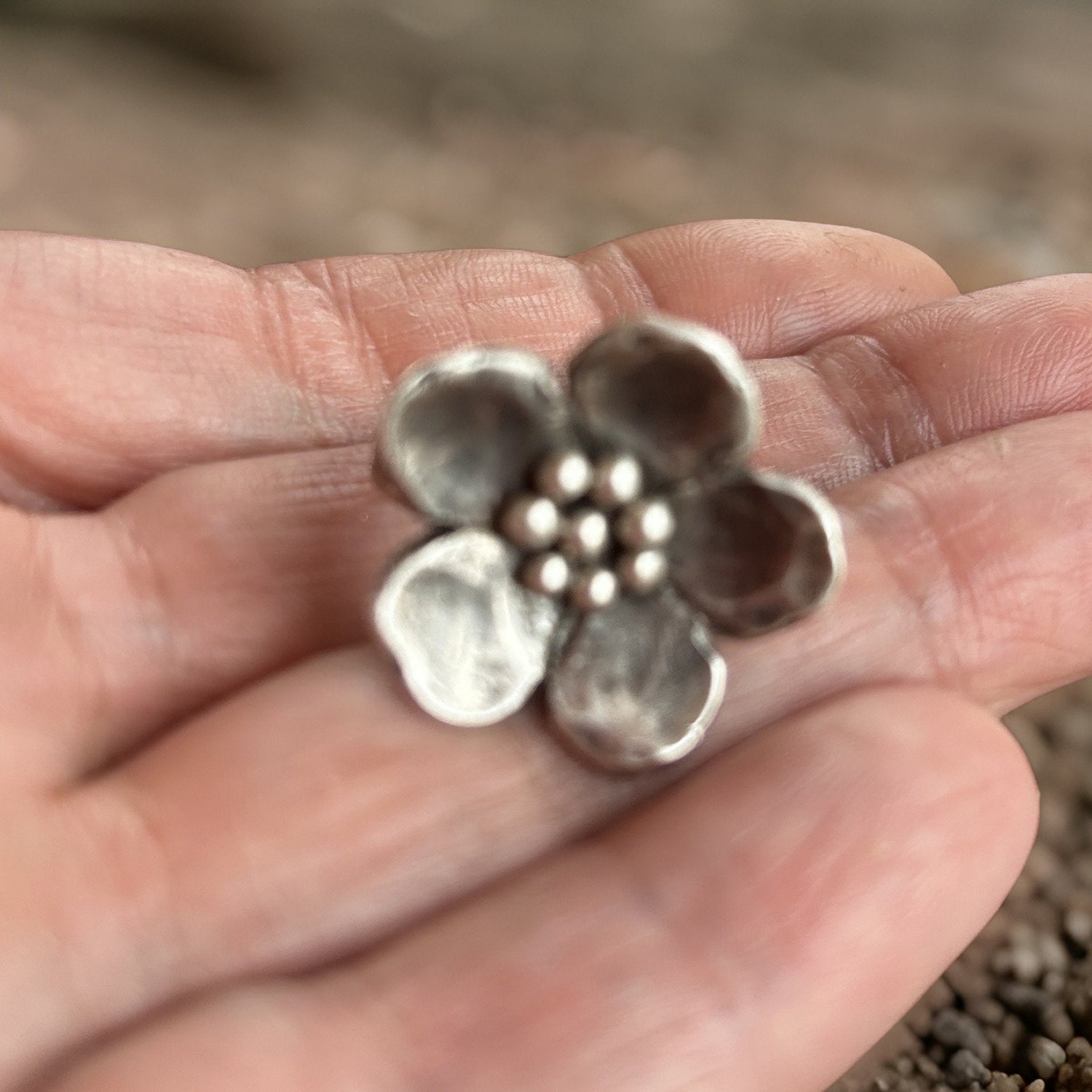 925 Sterling Flower Ring Handmade Antique Style Ring Floral Jewelry