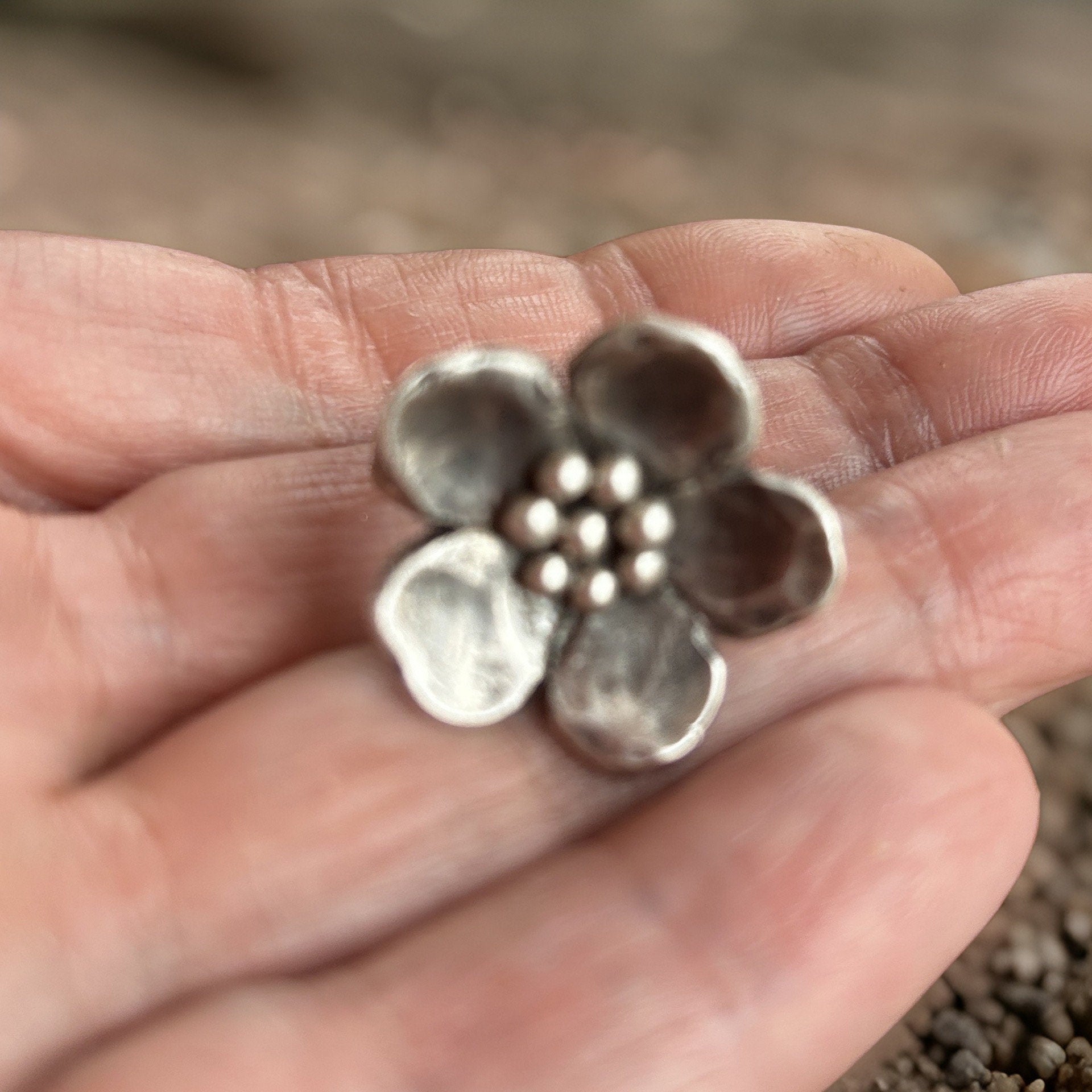925 Sterling Flower Ring Handmade Antique Style Ring Floral Jewelry