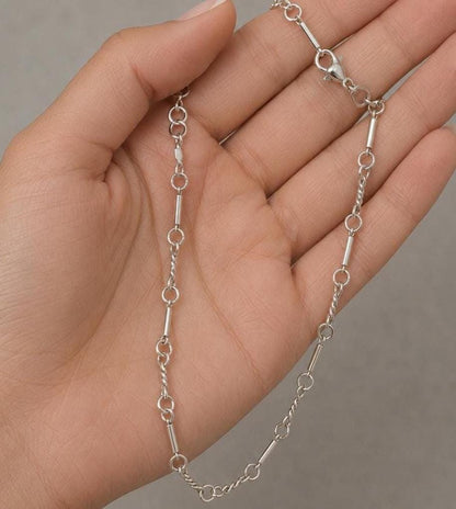 Hand-Twisted Sterling Silver Chain Necklace – 18-Inch Artisan 925 Links