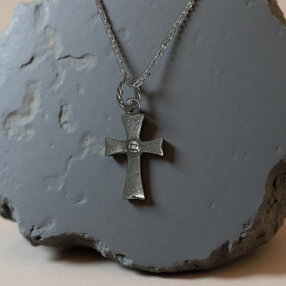 Sterling Silver Cross Pendant – Rustic Gothic Cross Textured Oxidized Jewelry