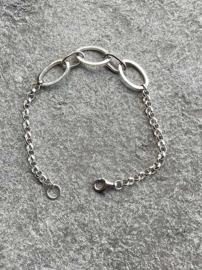 Sterling Silver Oval Link Bracelet, 7.5 Inch Women’s Silver Chain Bracelet, 925 Silver/999 silver Jewelry
