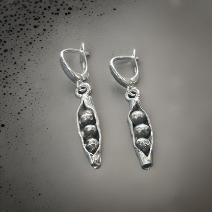 Sterling Silver Pea Pod Earrings | Handmade Nature-Inspired Botanical Jewelry