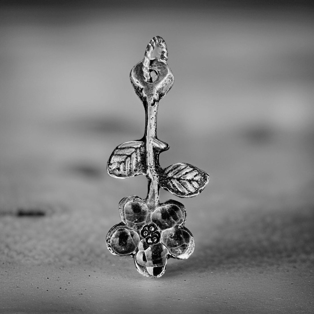 Sterling silver-Handcrafted flower-Floral Necklace
