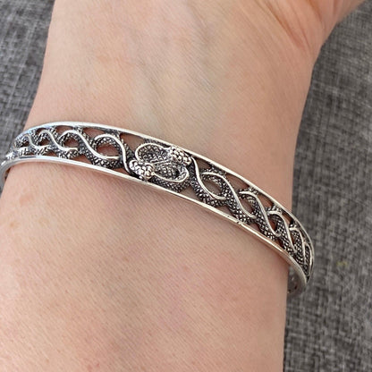 Elegant Sterling Silver Snake Bracelet Band-JJewelryArt