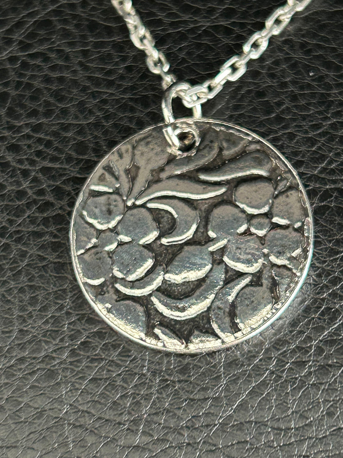 Flower Round Pendant -Handmade Sterling Necklace| JJewelryArt