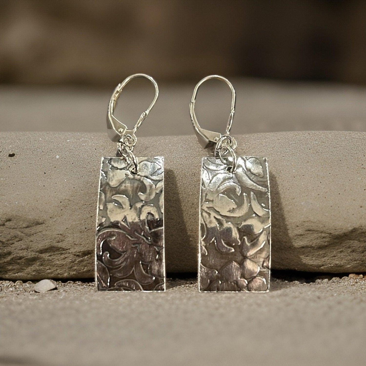 Silver Dangle Earrings - Earrings with Leaf Cluster | JJewelryArt