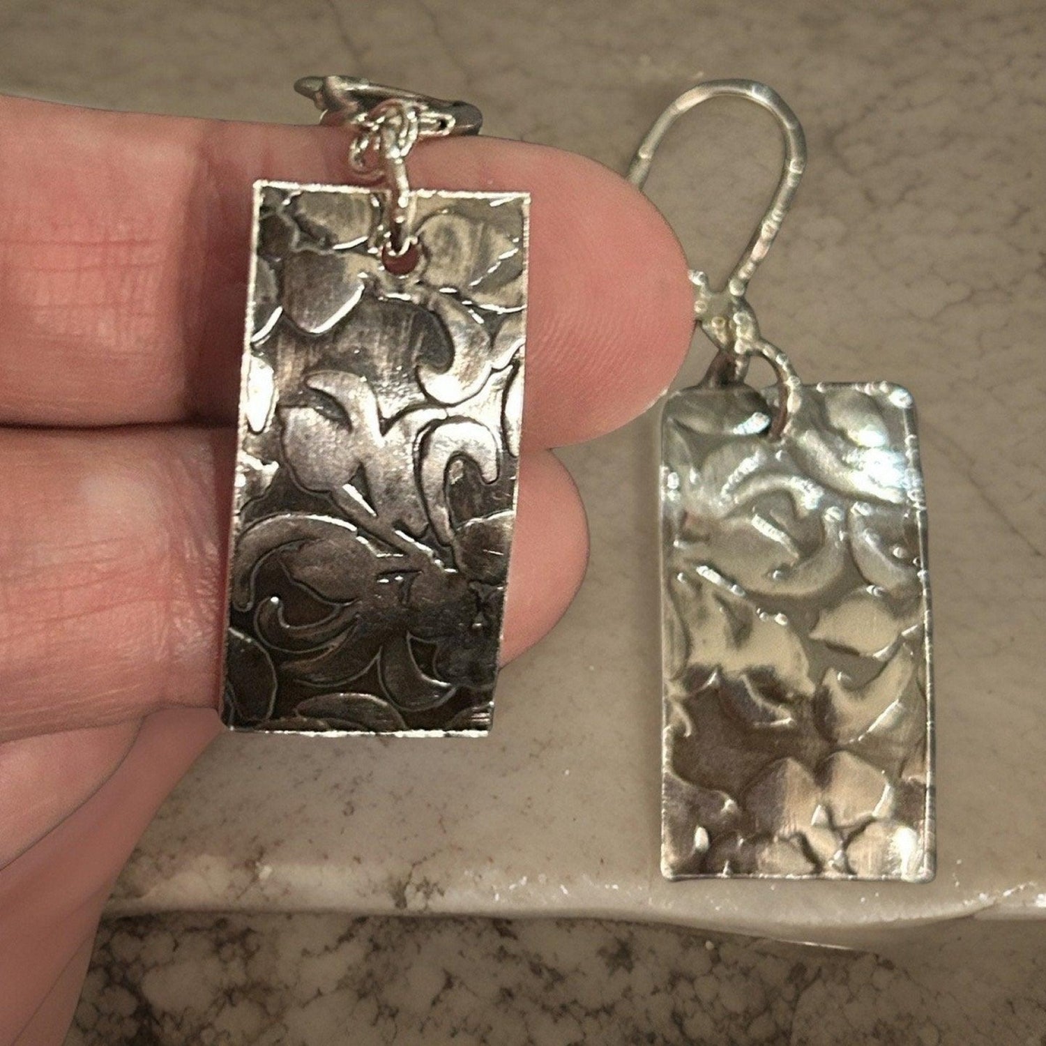 Silver Dangle Earrings - Earrings with Leaf Cluster | JJewelryArt