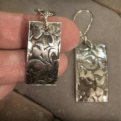 Silver Dangle Earrings - Earrings with Leaf Cluster | JJewelryArt