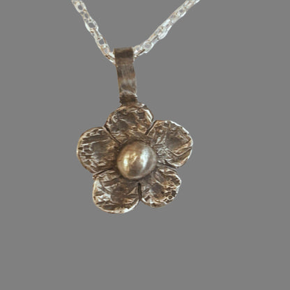 Flower Necklace handcrafted in sterling silver. with oxidized touch