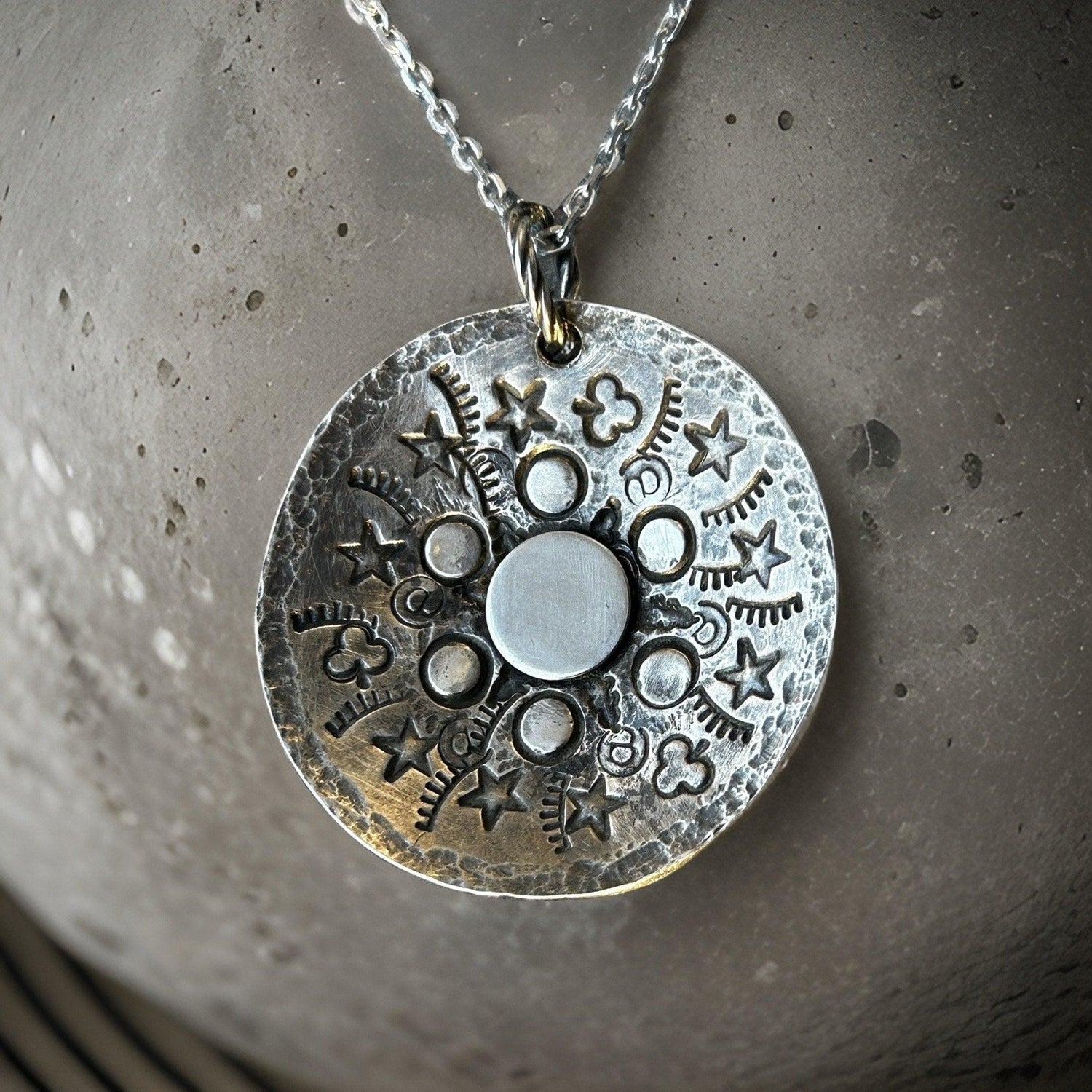 Celestial Rhythms Pendant - Handmade Silver Necklace | JJewelryArt