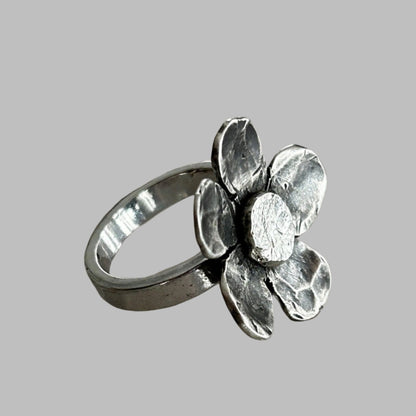 Artisan Blooming Flower Ring - Sterling Silver Ring | JJewelryArt