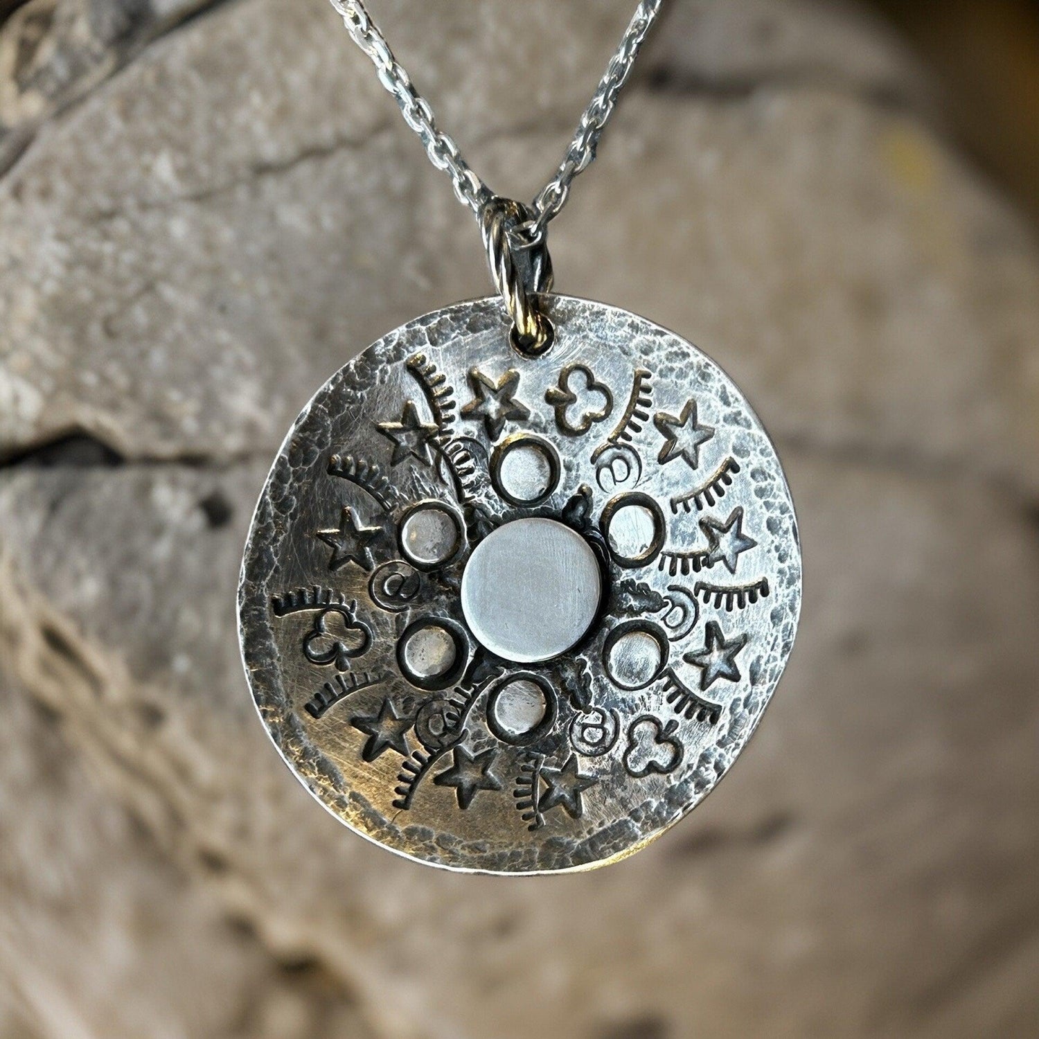 Celestial Rhythms Pendant - Handmade Silver Necklace | JJewelryArt