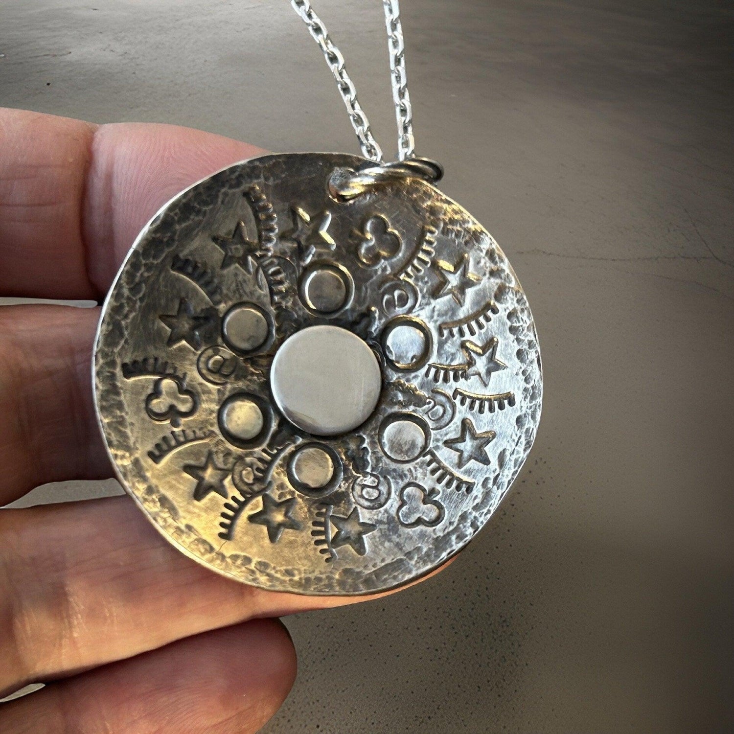 Celestial Rhythms Pendant - Handmade Silver Necklace | JJewelryArt