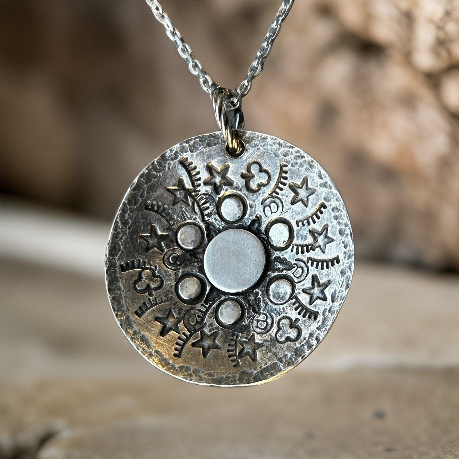 Celestial Rhythms Pendant - Handmade Silver Necklace | JJewelryArt