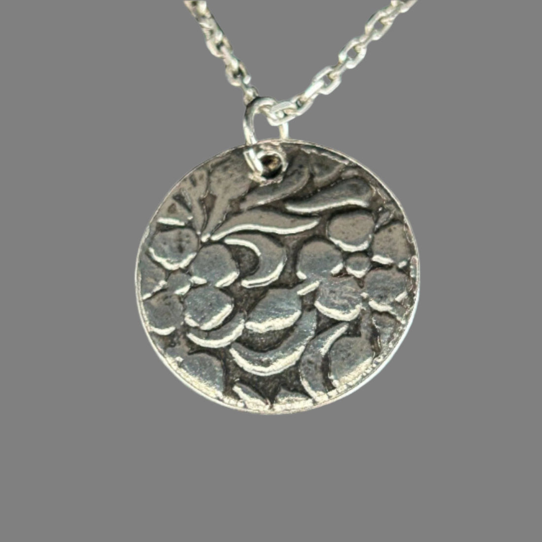 Flower Round Pendant -Handmade Sterling Necklace| JJewelryArt