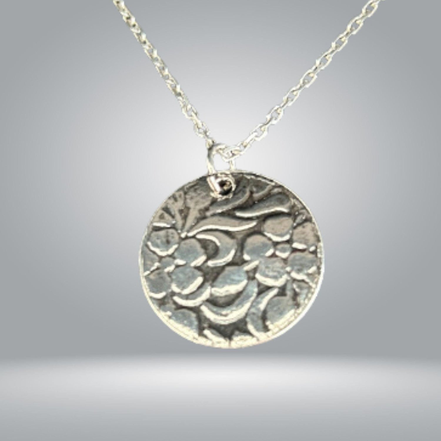 Flower Round Pendant -Handmade Sterling Necklace| JJewelryArt