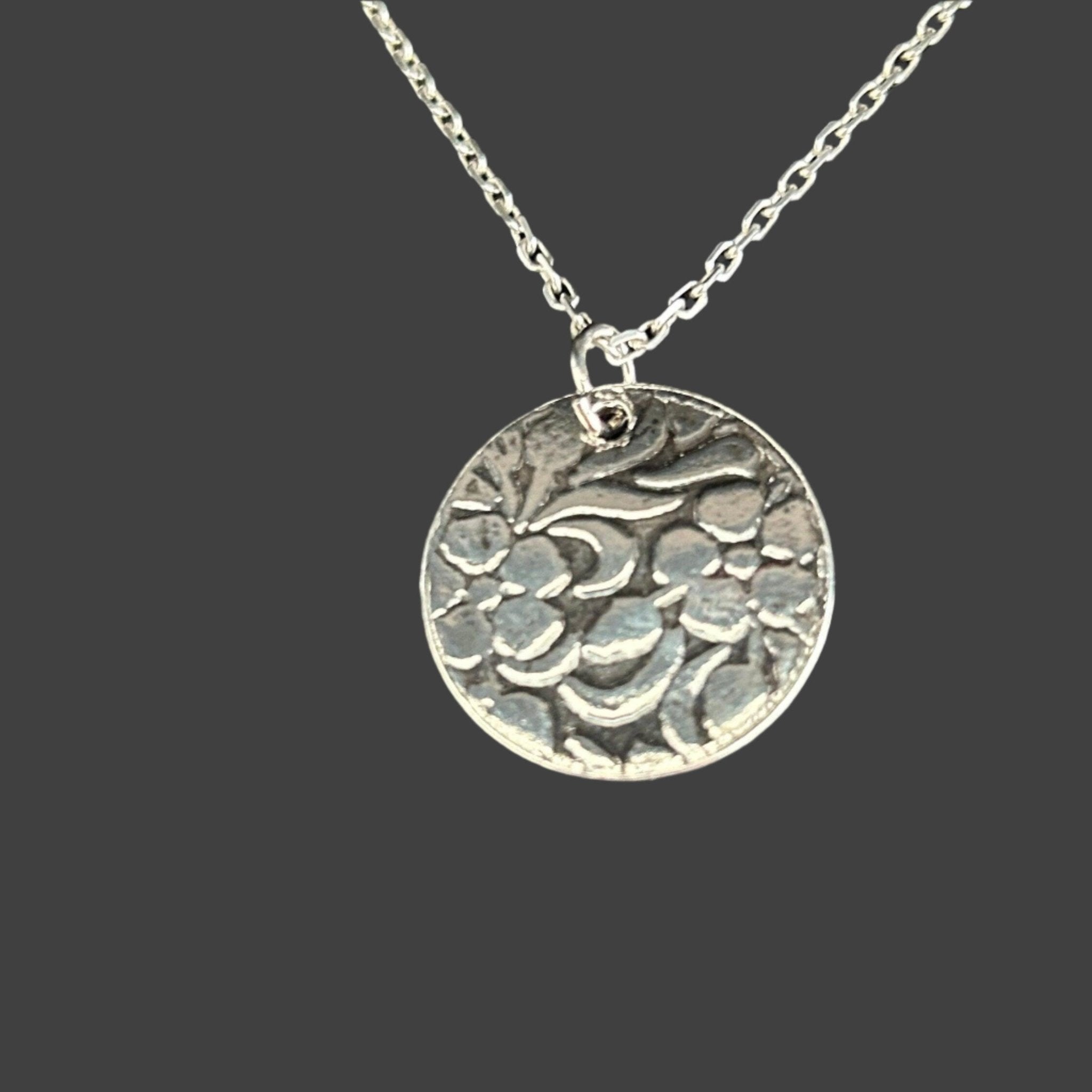 Flower Round Pendant -Handmade Sterling Necklace| JJewelryArt