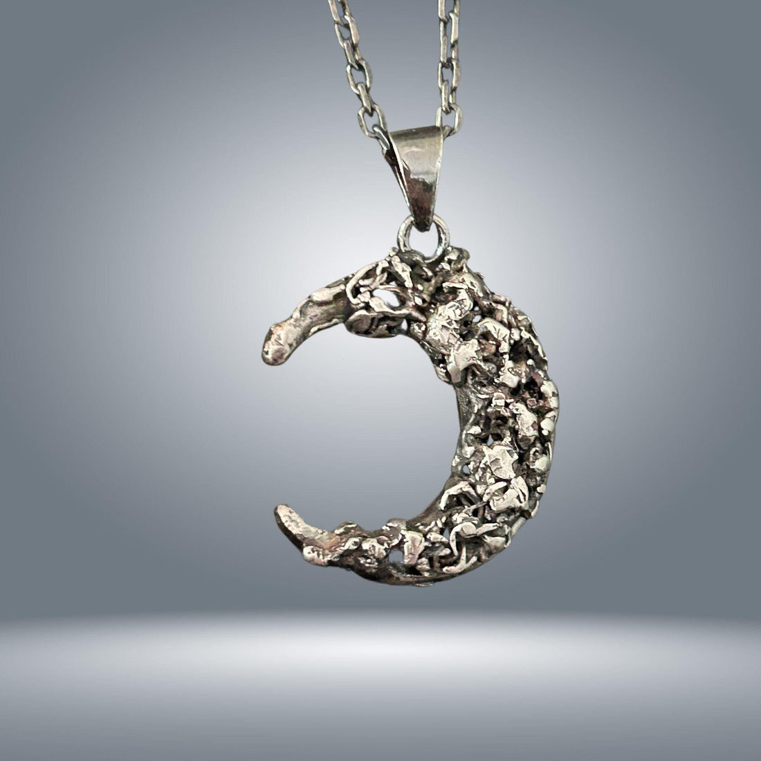 Artisan Silver Moon Necklace - 925 Sterling Silver Moon | JJewelryArt