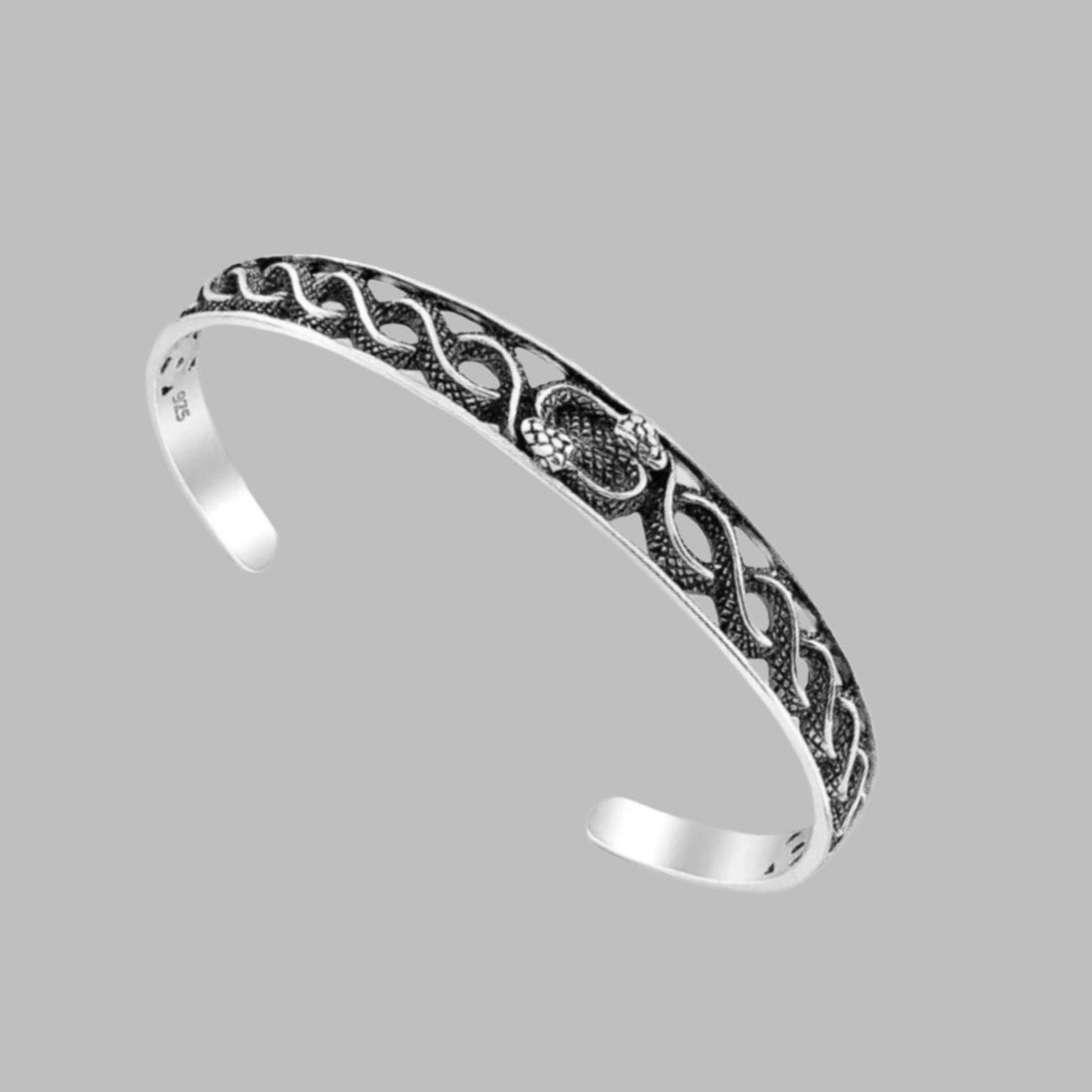 Elegant Sterling Silver Snake Bracelet Band-JJewelryArt