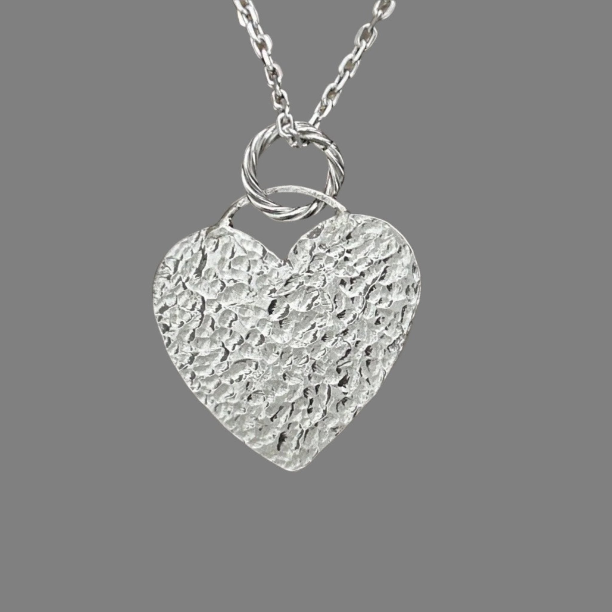 Large Silver Heart Necklace - Handmade Jewelry | JJewelryArt