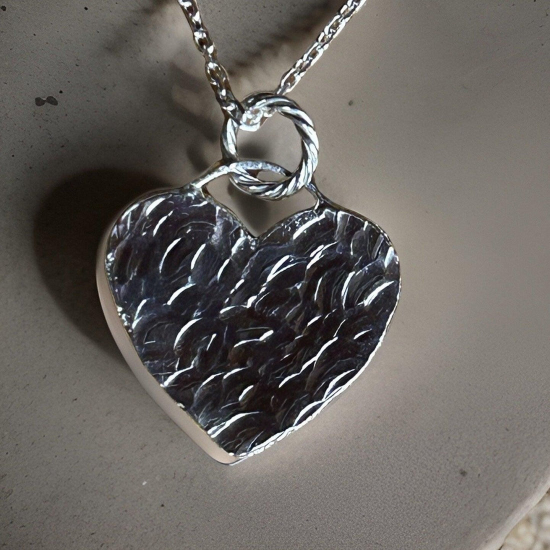 Large Silver Heart Necklace - Handmade Jewelry | JJewelryArt