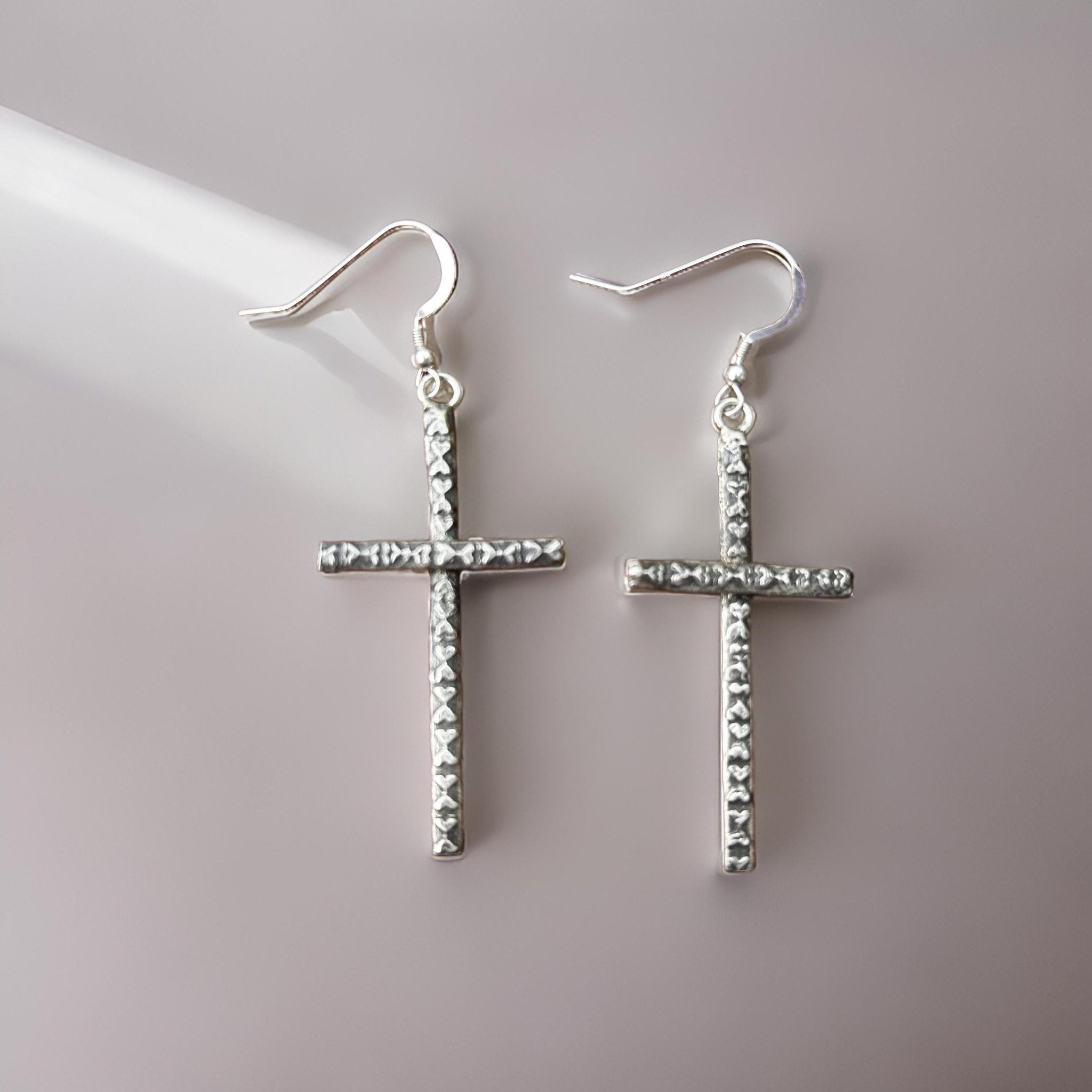 Long Dangle Earring - Cross Hearts Earrings | JJewelryArtJewelry