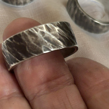 Hammered Silver Ring - Rustic Style Band Ring | JJewelryArt