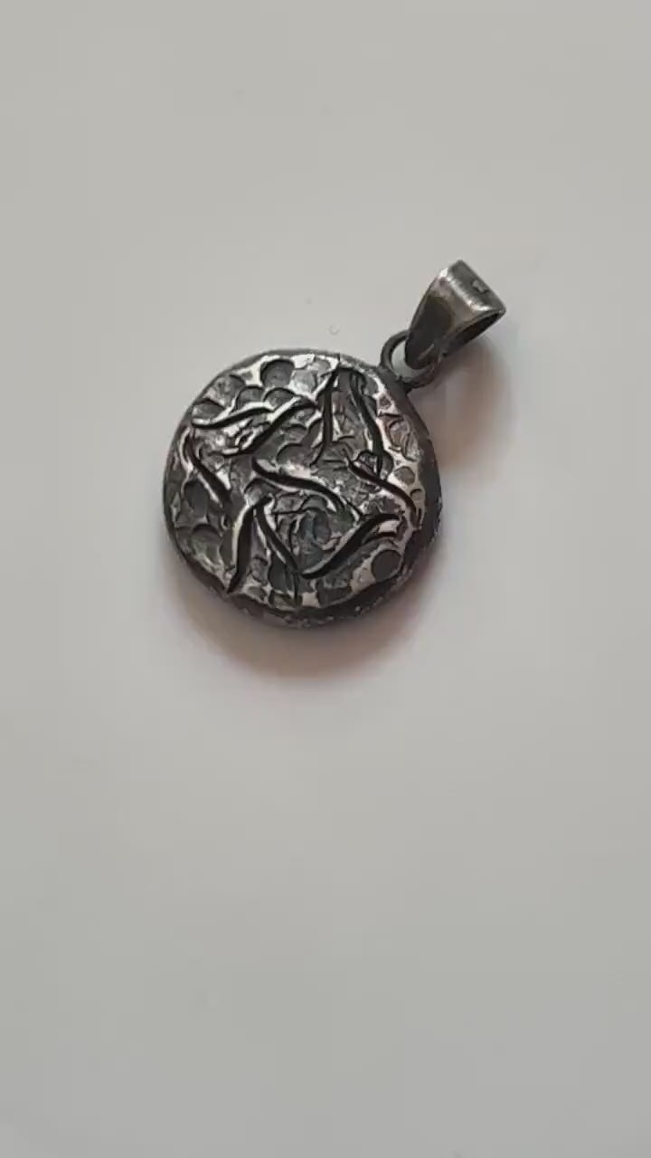 Men's Silver Disk Pendant - Handmade Jewelry | JJewelryArt