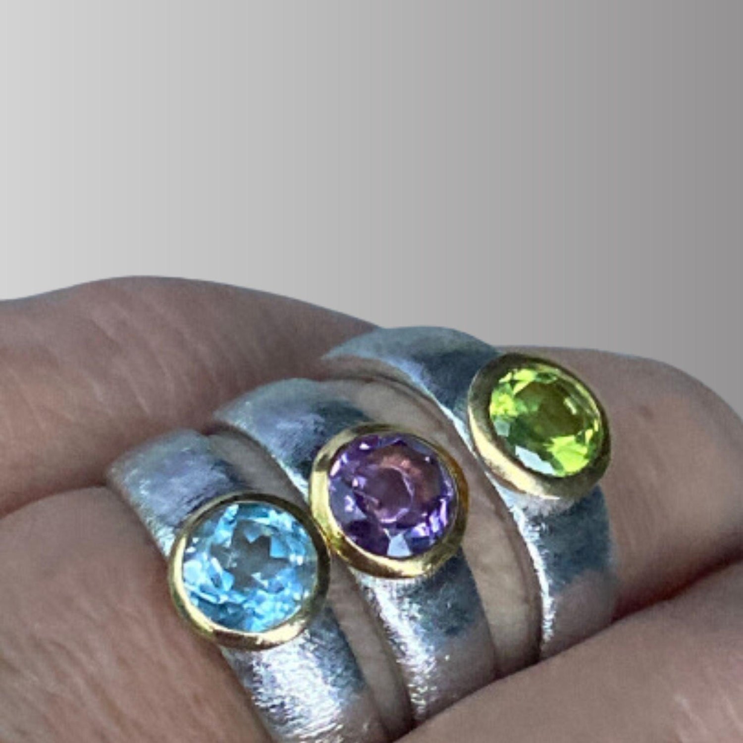 Amethyst, Topaz, and Peridot Ring-JJewelryArt