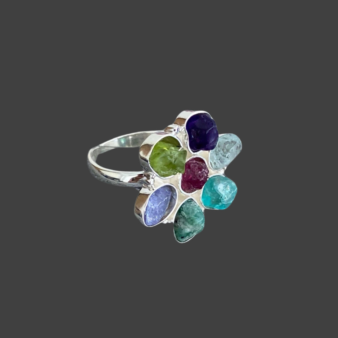 Multi-Stone Ring - Natural Raw Stones Jewelry | JJewelryArt